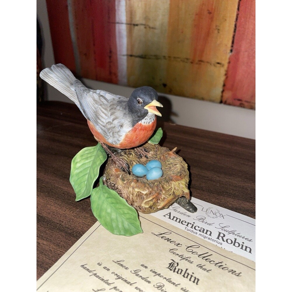 Lenox Garden Bird Collection American Robin Bird Porcelain Figurine w/ COA 1989